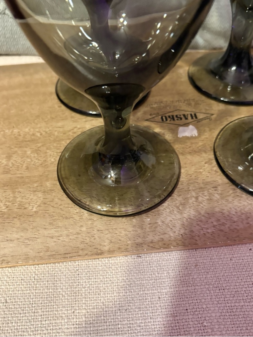4 Vintage Libbey Smoke Gray Glass Water Wine Goblets 7 inches - Picture 4 of 6